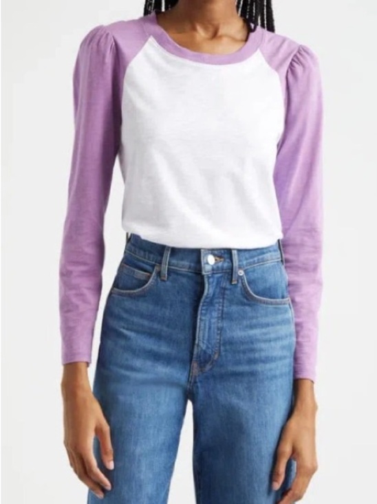 Veronica Beard Tops - Veronica Beard jeans Lilac and White Mason Long-Sleeve Top